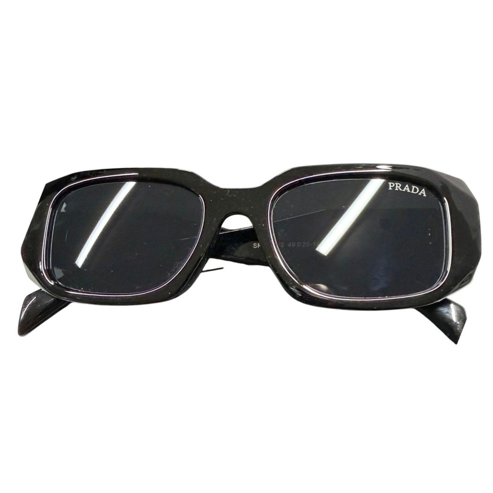 Prada SPR17WS Symbole Black Rectangular Sunglasses Made in Italy 49-20-145